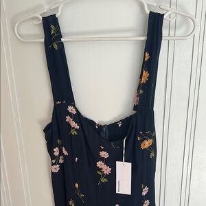 Reformation Floral Midi Dress - Navy and Pink